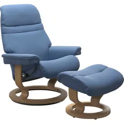 Relaxsessel STRESSLESS "Sunrise", blau (lazuli blau), Material Bezug, Ausführung Funktion, Größe B/H/T, Sessel, mit Classic Base, Größe M, Gestell Eiche