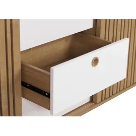 Mendler Sideboard HWC-M48 150 x 81 x 40 cm Beige / Weiß