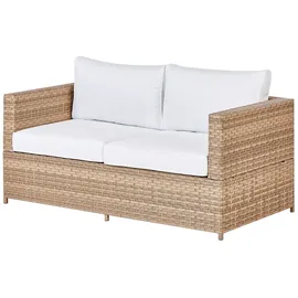 Beliani Avola Loungeset Rattan hellbraun/cremeweiß
