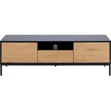 Actona Group AC Design Furniture Jörn TV-Tisch mit 2 Türen und 1 Schublade, H: 45 x B: 140 cm, Wildeiche Optik/Schwarz, Holz/Metall, 1 Stk.