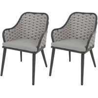 Mendler 2er-Set Aluminium-Gartenstuhl HWC-O16, Outdoor Stuhl, Olefin (200 g/m2)