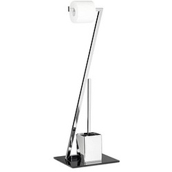 relaxdays WC-Garnitur GLASS silber, schwarz Metall