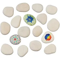 Relaxdays Steine zum Bemalen, Flache Dekosteine, 2 kg XL Malsteine, Bastelsteine Kinder & Erwachsene, 8–11 cm, hellgrau