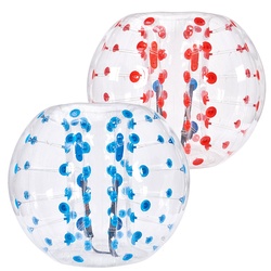 VEVOR Aufblasbarer Bump Ball Bumper Stoßball 2 Stk. 1,5 m x 1,2 m, Menschlicher Kollisionsball, PVC-Körperblasen-Bounce-Ball für Outdoor-Aktivitäten, Rote + Blaue Punkte Aufblasbar Bumper Ball