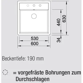 Blanco Panor 60 kristallweiß glänzend + Handbetätigung + 2 Lochbohrungen