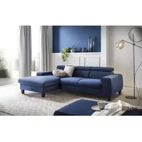Cotta Ecksofa »Morven L-Form«, Inklusive Kopfteilverstellung, wahlweise mit Ladestation, Bettfunktion blau