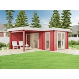 Alpholz Gartenhaus Quinta Flachdach 575 cm x 475 cm Rot