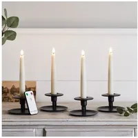 Lights4fun LED-Kerze 4 Mini TruGlow® LED Stabkerzen Echtwachs mit Fernbedienung