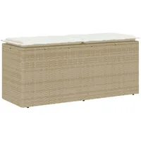 VidaXL Gartenbank mit Kissen Beige 110x40x44 cm Poly Rattan