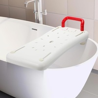 Daromigo Einstellbar Badewannenbrett ca.69x28 cm - 41-62CM Verstellbare Breite, rutschfeste Oberfläche - Tragfähigkeit 150kg inklusive Griff und Seifenablage - Weiß-Ideal für Senioren