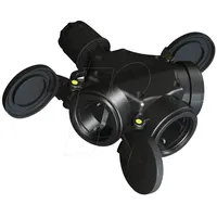 PCE 253622-sxs 3-Wegekupplung Vollgummi nat Klappdeckel IP44 schwarz