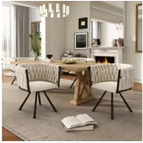 Flieks Esszimmerstuhl (360° drehbar, Set, 4 St), 4er Set Polsterstühle Drehstuhl Wohnzimmerstuhl Samt, Stahlbeine beige 61 cm x 71 cm x 51 cm