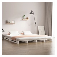 furnicato Bett Palettenbett Weiß 160x200 cm Massivholz Kiefer weiß