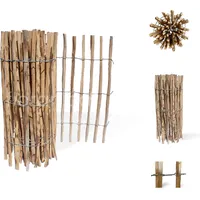 Floranica Staketenzaun Haselnuss 1 lfm x 90cm 4-6cm Abstand Steckzaun Gartenzaun Rollzaun Hühnerzaun -