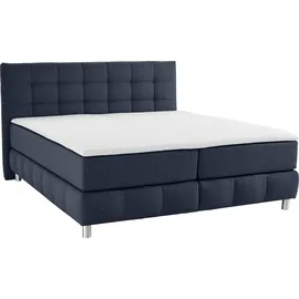 Home Affaire Boxspringbett HOME AFFAIRE "Salo", blau, B:174cm L:211cm, Struktur (100% Polyester);Bezug der Spiegelfläche Matratzendrell aus 100% Polyester;Samtoptik (100% Polyester), Komplettbetten, Boxspringbett, incl.