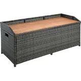 ESTEXO Polyrattan Gartenbank Sitzbank mit Auflagenbox Kissenbox Rattan Kissentruhe Bank mit Stauraum Anthrazit-Grau