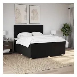 vidaXL Boxspringbett mit Matratze Schwarz 180x200 cm Stoff
