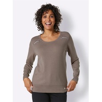 Wollpullover CREATION L PREMIUM "Kaschmir-Merino-Pullover" Gr. 48, grau (taupe) Damen Pullover