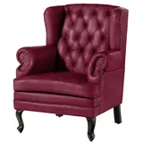 MASSIVMOEBEL24.DE Ohrensessel Echtleder 88x81x105 rot CHESTERFIELD #401 - 2 Jahre Gewährleistung - mind. 14 Tage Rückgaberecht - Rot