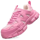 KOIFISH Sicherheitsschuhe Damen Leicht Arbeitsschuhe rutschfest mit Stahlkappe Sportlich Atmungsaktiv Schutzschuhe Rosa/35 - 35 EU