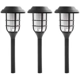 ETC Shop Solarlampe Deko Außenleuchte Erdspieß, schwarz, Akku 6-8h, LED warmweiß, DxH 12x43 cm, 3er Set