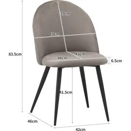 Albatros Esszimmerstuhl CAPO Samt grau 4er Set