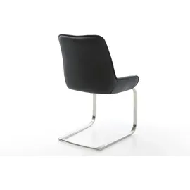 DeLife Taimi-Flex Echt-Leder Schwarz Freischwinger flach Edelstahl