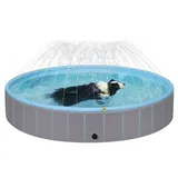 Famanu Hundepool - Faltbar mit Wasserstrahlen - 160x30cm
