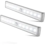 Set Mit 2 Led-nachtlichtern Mit Bewegungsmelder, Schrank-/kleiderschrank-/vitrinenbeleuchtung, Led-streifenlicht, Selbstklebend, Betrieb Mit Aaa-batterien (nicht Im Lieferumfang Enthalten)