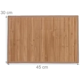 Relaxdays Tischset, 4er Set, Bambus, Stoffrand, rutschhemmend, 45x30 cm, Teller, Esstisch, eckiges Platzset, Natur