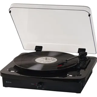 Denver VPL-230B Plattenspieler Bluetooth Light Wood – Retro Schallplattenspieler mit Lautsprecher, USB/SD zum Digitalisieren, 33/45/78 RPM Vinyl Record Player