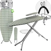 Kadax XXL Bügelbrett 130x41cm mit Ärmelbügelbrett - Großer Dampfbügeltisch für Dampfbügelstation, breit, stabil, klappbar, höhenverstellbar, mit Steckdose