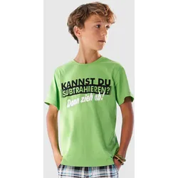 T-Shirt KIDSWORLD "KANNST DU SUBTRAHIEREN?", Jungen, Gr. 176/182, grün (lime, grün), Jersey, Obermaterial: 100% Baumwolle, Basic, Basic, tiefer Rundhals, Kurzarm, Shirts, Kurzarm, mit trendigem Druck, tiefer Rundhals, aus Baumwolle