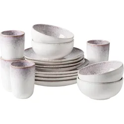Kombiservice GIPFELSTÜCK "Geschirr-Set, Service Alpenwiese", lila (beere), 16 tlg., Steinzeug, Geschirr-Sets, jedes Teil ein Unikat