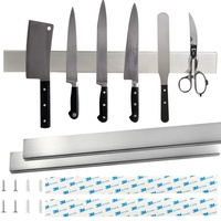 EXLECO 2 Stücke Messer Magnetleiste Edelstahl, 40cm Messerhalter Magnetisch, Magnet Messer Halterung zum Selbstkleben oder Bohren, Leichter und Starker Magnet, für Küchenutensilien oder Werkzeugen