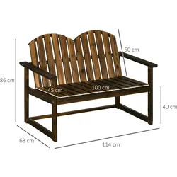 Outsunny - Gartenbank - 114L x 63B x 86H cm - verkohlt