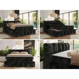 MKS Meble MKS Boxspringbett Dunkelgrau, Textil, 2-Sitzer, H4, Rechteckig, 180x200 cm, Oeko-Tex®, Schlafzimmer, Betten, Boxspringbetten