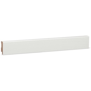 KGM Sockelleiste Modern – Weiß lackierte Fußbodenleiste aus Kiefer Massivholz – Maße: 2400 x 16 x 40 mm – 1 Stück