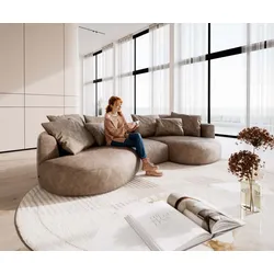 DELIFE Sofa Edina 330x170 cm  Mikrofaser Taupe Vintage, Big Sofas