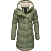 Ragwear Damen, Wintermantel Warmer Steppmantel lang mit Kapuze Pavla