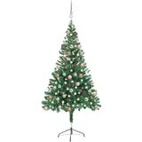 vidaXL Künstlicher Weihnachtsbaum mit LEDs & Kugeln grün 150 cm