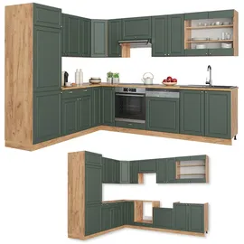 Vicco Winkelküche Fame-Line L-Form 287 cm Grün-Gold