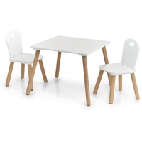 Zeller Kinder-Sitzgarnitur Scandi, 3-TLG, Holz, Tisch: 55x55x43,5 cm Stuhl: 28x28x50 cm 13501