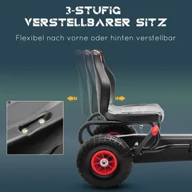 Homcom Gokart, Kinderfahrzeug mit verstellbarem Sitz, Gummireifen,