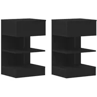 VidaXL Nachttisch 2 Stück Schwarz Eiche 40x35x65 cm Holzwerkstoff