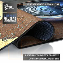 CSL Gaming Mauspad, XXL Schreibtischunterlage 900 x 400mm, Präzision & Geschwindigkeit, Compass