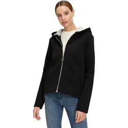 Outdoorjacke AMBER & JUNE "Amber & June Übergangsjacke mit Kapuze", Damen, Gr. 34, schwarz, Obermaterial: 95% Viskose, 5% Elasthan., casual, gerade, Langarm, Jacken