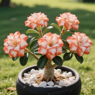 Wüstenrose/Adenium obesum/Sukkulent Wüstenrose/Zimmer Wüstenrose-Mehrjährig winterhart,Herbstpflanzung für Frühlingsschönheit-4 Rhizome-I