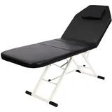 Mermajestic Klappbar Massageliege Bett 3 Zonen Klappbar PVC Kosmetikliege Massagetisch Dreifach gefaltetes Kosmetikbett Tragbare Klappmassage Tischbett Beauty Therapieliege Bänke (schwarz) Massagetisc