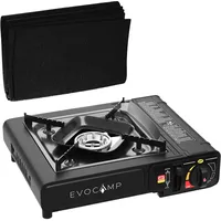 evocamp Gaskocher 1-flammig mit feuerfester Unterlage und Tragekoffer Outdoor